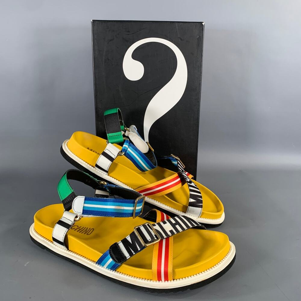 MOSCHINO Size 12 Multi-Color Geometric Sandals - Picture 9 of 10